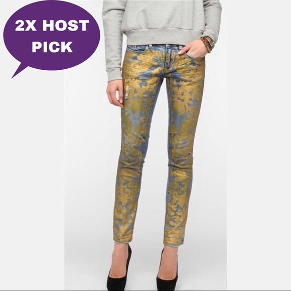 NWOT BLANK NYC GOLD METALLIC SKINNY JEANS 25 - Picture 9 of 9